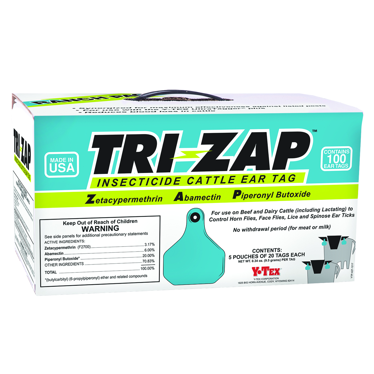 Fly Tag Tri Zap Ranch 100/pak