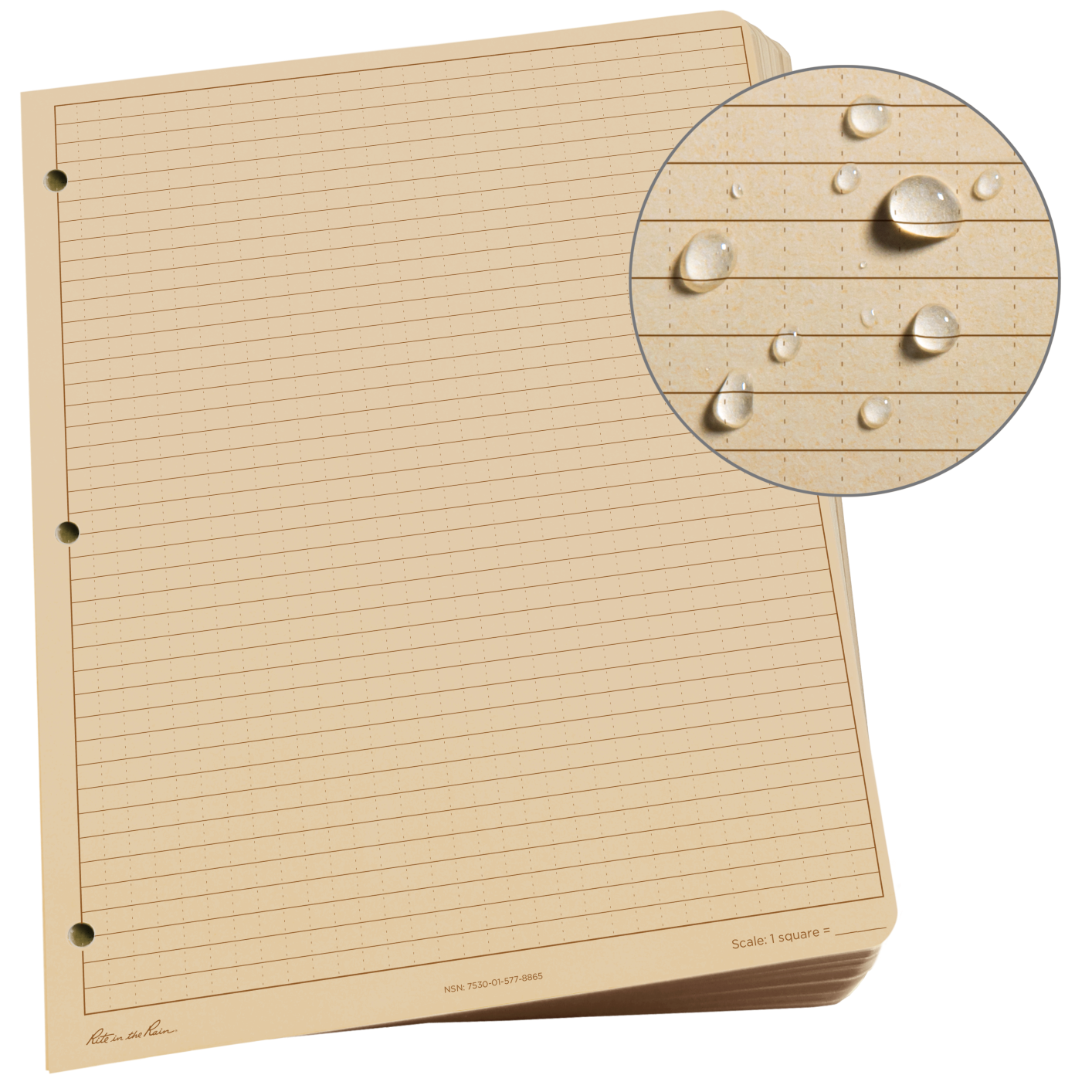 Rite in the Rain Weatherproof Loose Leaf Paper, 8.5" x 11", 32# Tan,