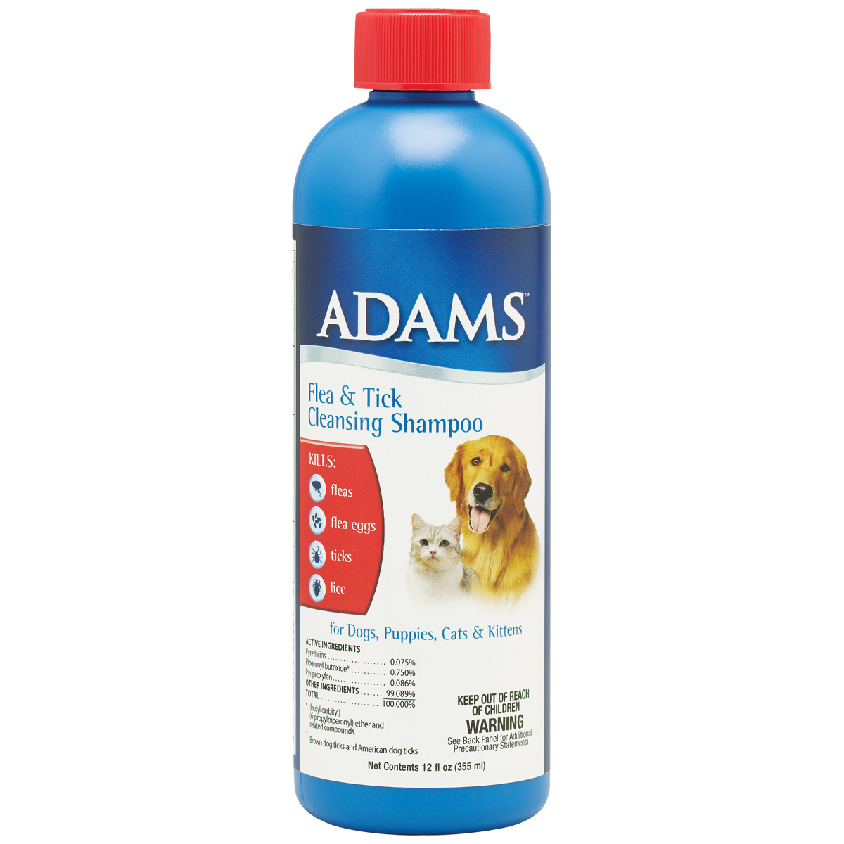 Adams Flea and Tick Cleansing Shampoo For Cats and Dogs 12 oz