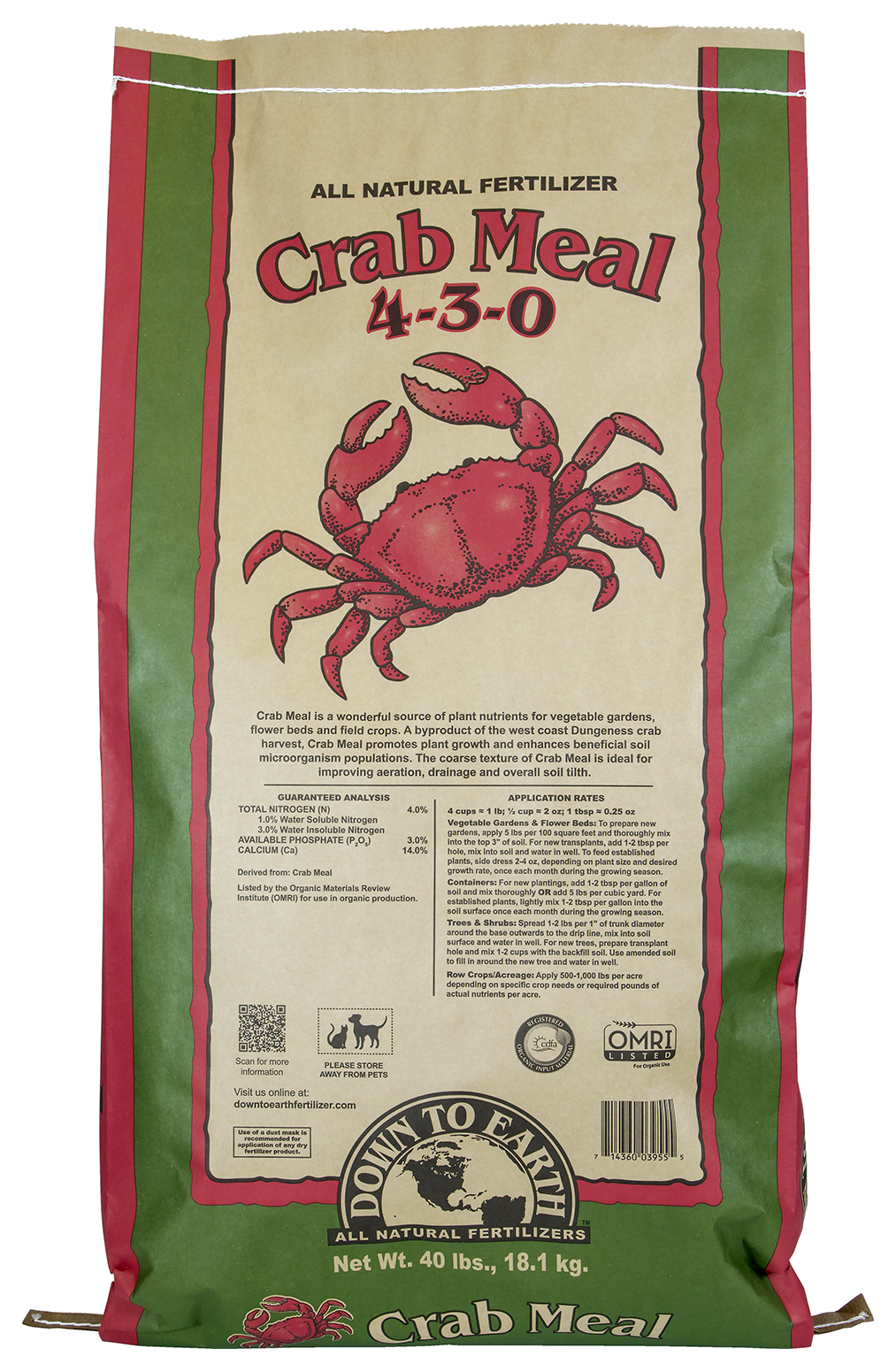 Down to Earth Crab Meal 4-3-0 40 lb.