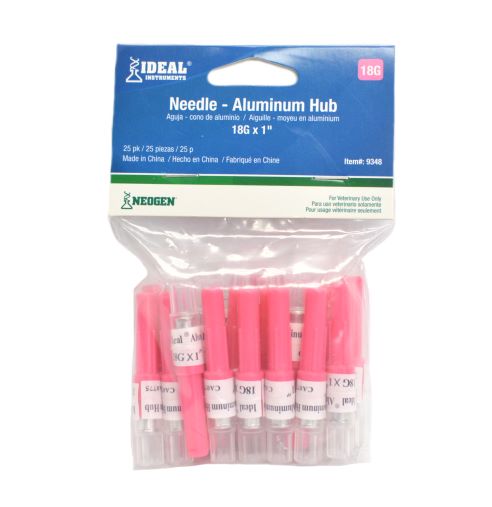 Aluminum Hub Needle 18ga.x1in. 25 pack