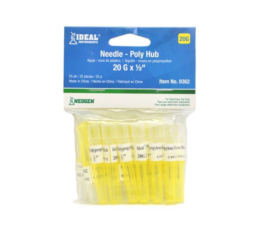 Poly Hub Needle 20ga.x1/2in. 25 pack