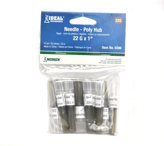 Poly Hub Needle 22ga.x1in. 25 pack