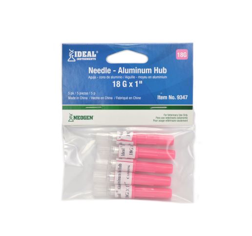 Aluminum Hub Needle 18ga.x1in. 5 pack