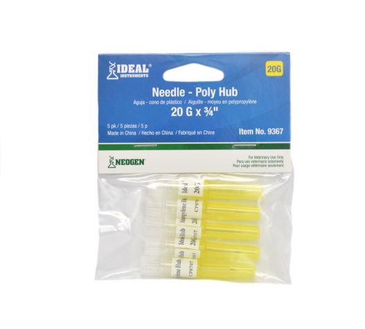 Poly Hub Needle 20ga.x3/4in. 5 pack