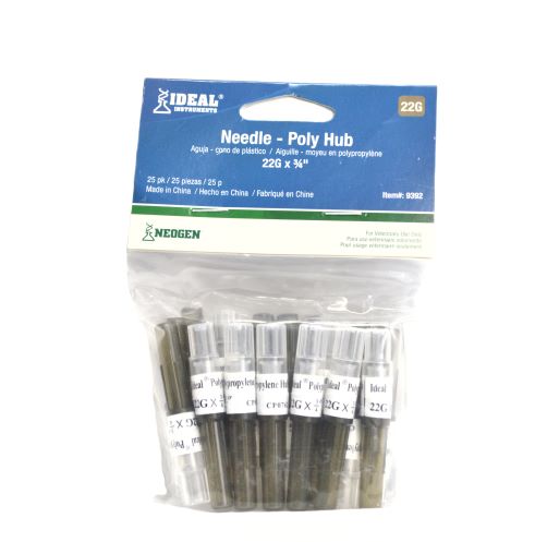 Poly Hub Needle 22ga.x3/4in. 25 pack