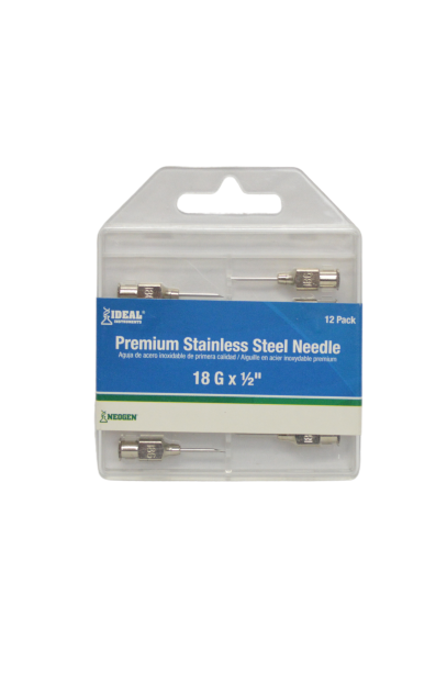 Stainless Steel Needle, 18ga x 1/2 in., 12 pk.