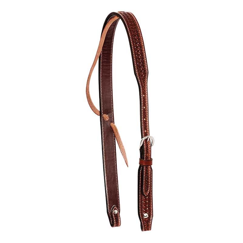 Rosewood Leather Spider Stamped Slip Ear Headstall, 1-1/4"