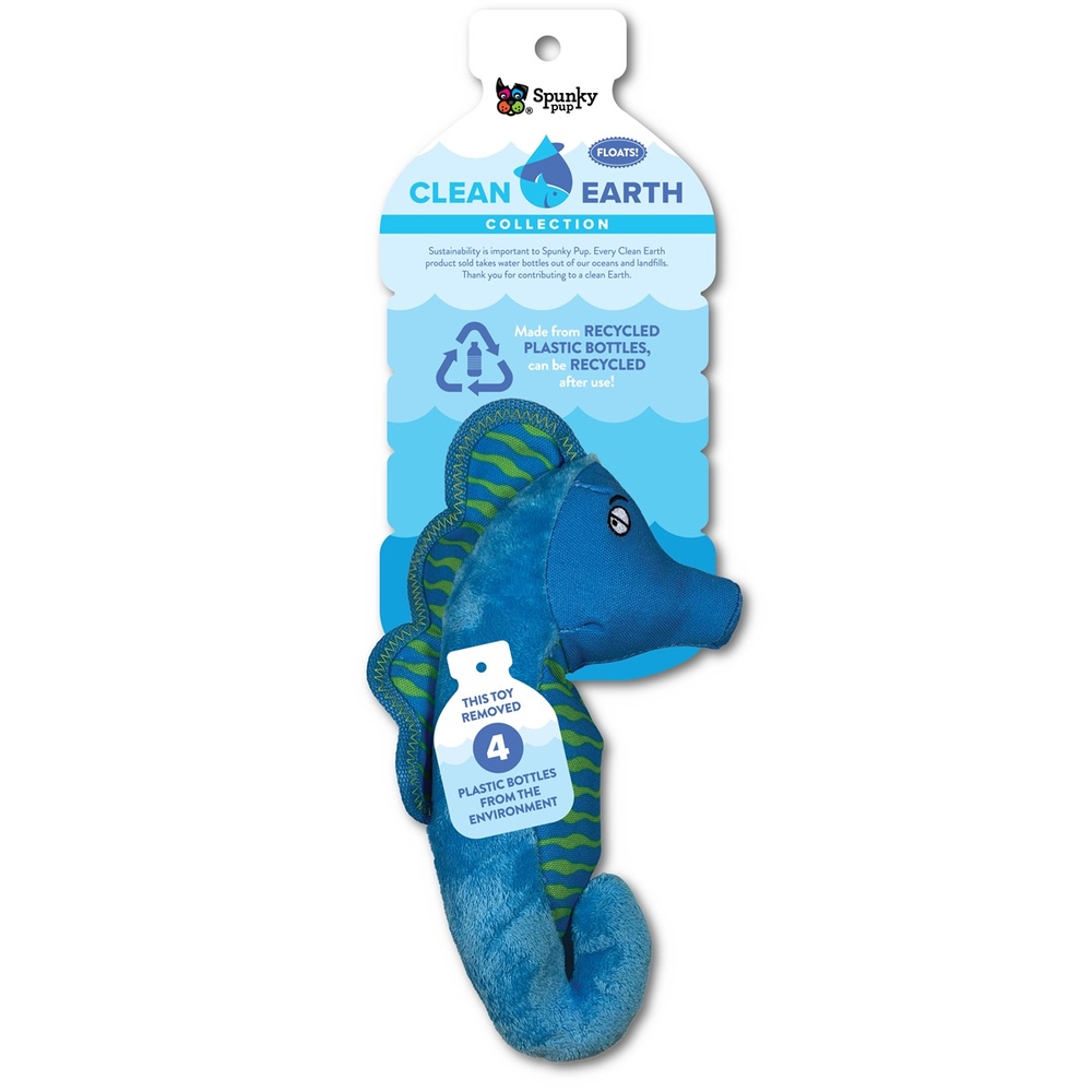 Spunky Pup Clean Earth Plush Seahorse, Small Dog Toy