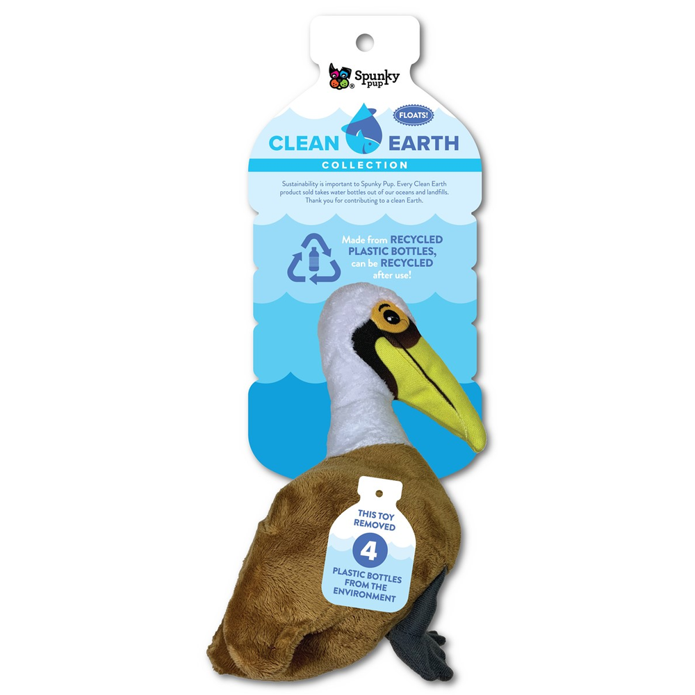 Spunky Pup Clean Earth Plush Pelican, Small Dog Toy
