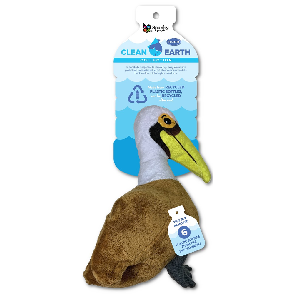 Spunky Pup Clean Earth Plush Pelican, Large Dog Toy