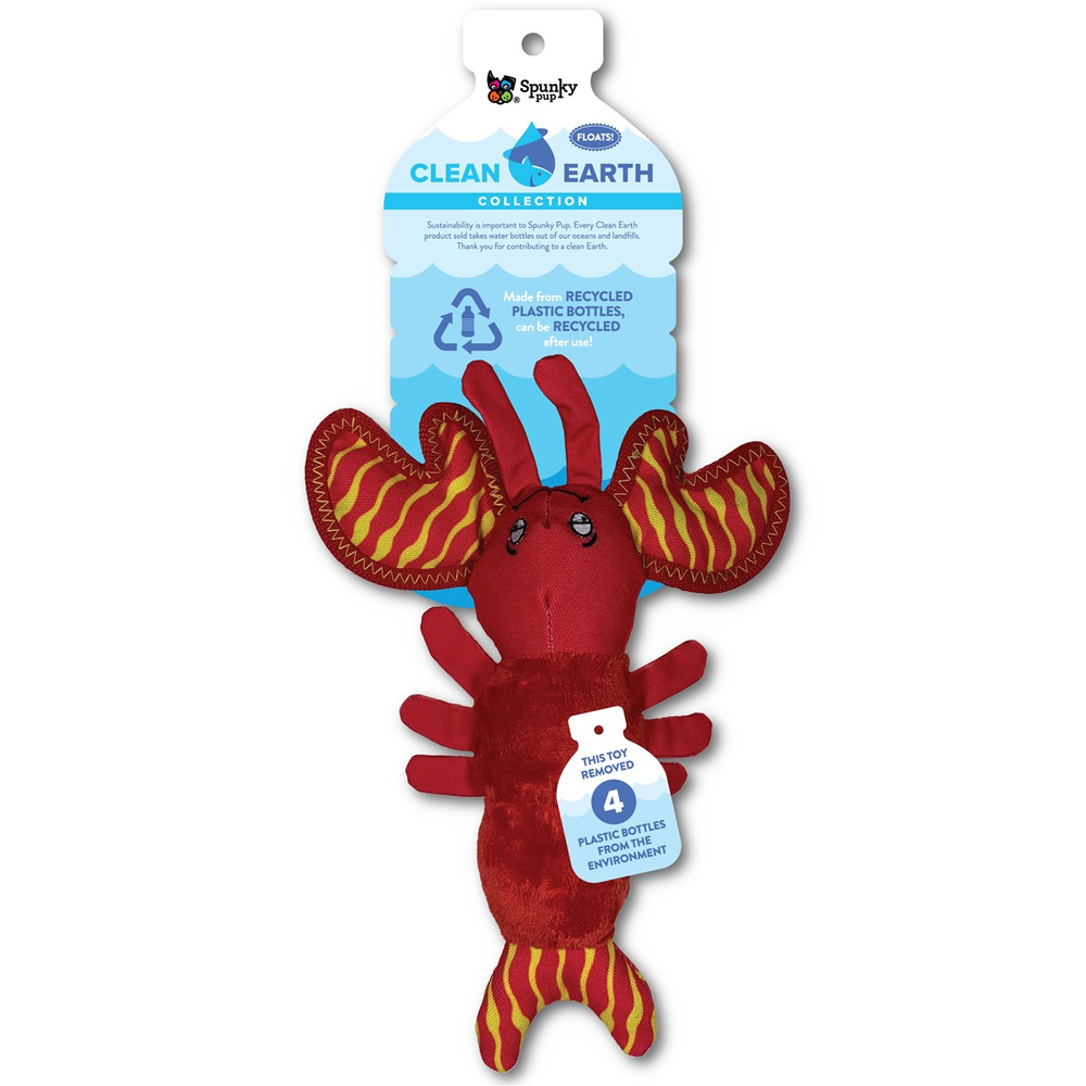 Spunky Pup Clean Earth Plush Lobster, Small Dog Toy