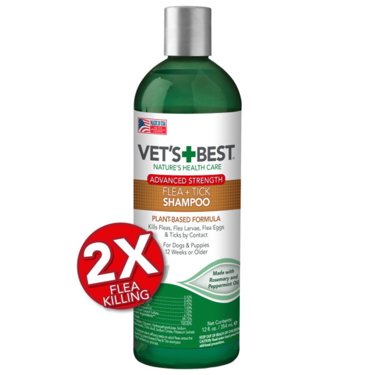 Vet's Best Flea and Tick Advanced Strength Shampoo, 12 oz.