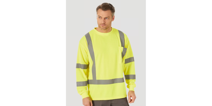 Wrangler Riggs Workwear High Visibilty Long Sleeve T-Shirt - Safety Green