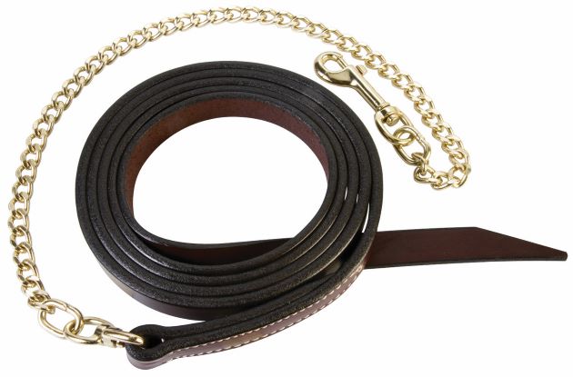 6' Leather Lead With 24" Chain