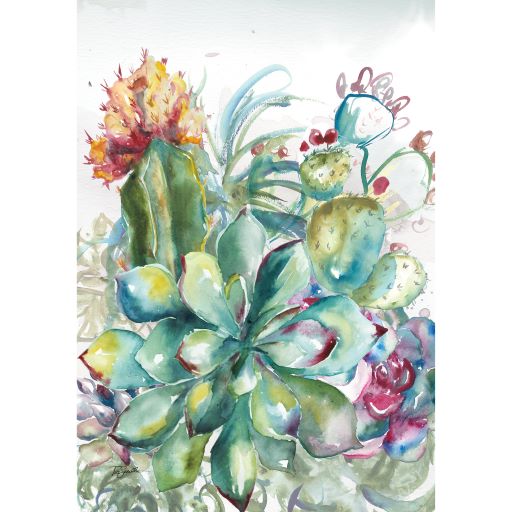 SUCCULENT GARDEN WATERCOLOR OUTDOOR WALL CANVAS