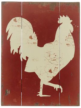 White Rooster Wooden Sign