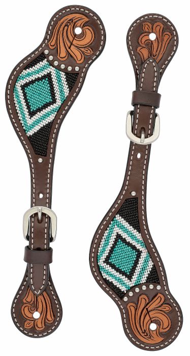 Turquoise Cross Turquoise Beaded Ladies' Spur Straps