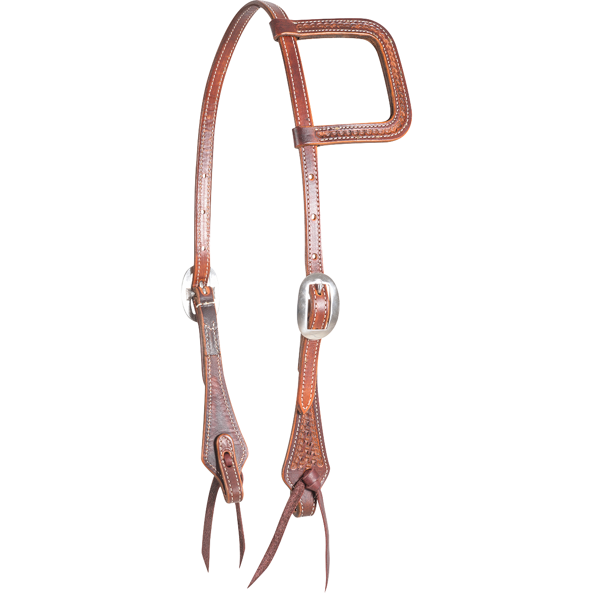 Antiqued and Tooled Slip Ear Headstall