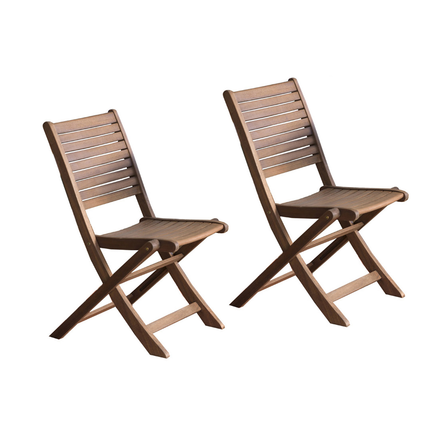 Eucalyptus Folding Bistro Chairs, Set of 2