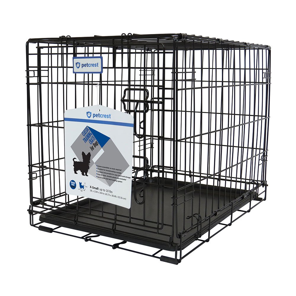 Petcrest Single Door Dog Crate, Black, 18 x 12 x 14"