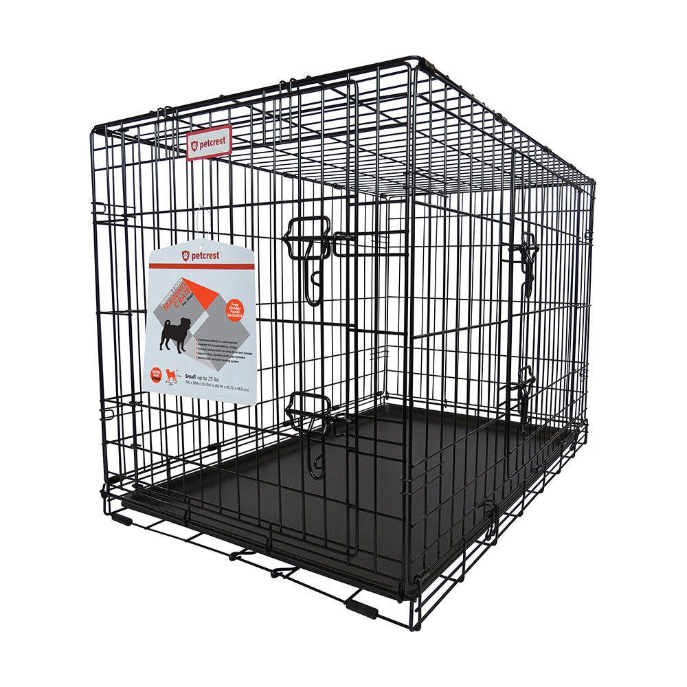 Petcrest Double Door Dog Crate, Black, 24 x 18 x 19"