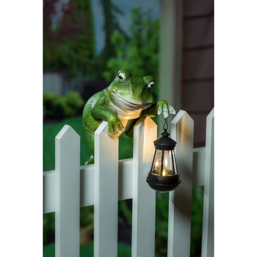 Fence Hanger with Solar Lantern, Frog