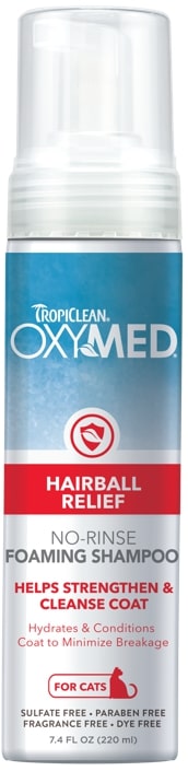 Tropiclean Oxymed Hairball Relief No-Rinse Foaming Shampoo