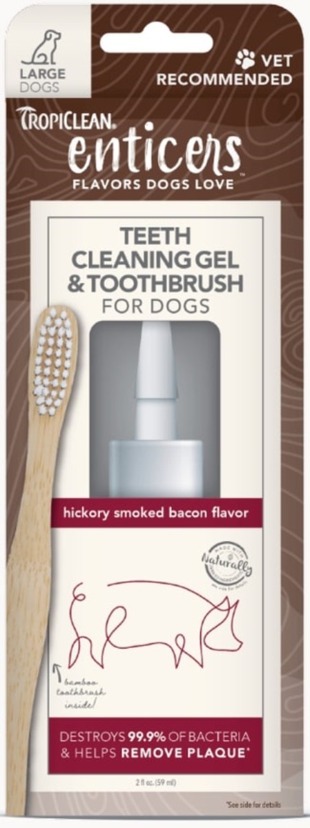 Tropiclean Enticers Teeth Cleaning Gel and Toothbrush, L