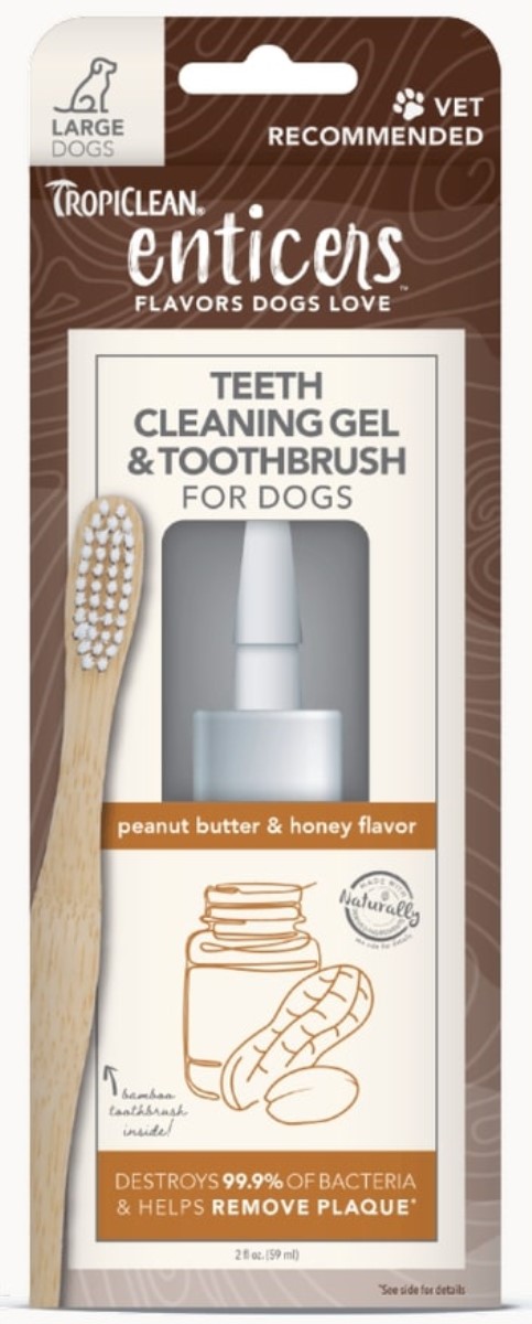 Tropiclean Enticers Teeth Cleaning Gel and Toothbrush for Dogs, L