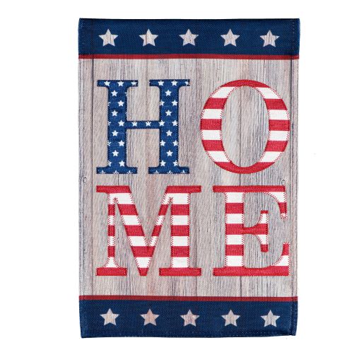 STACKED HOME GARDEN BURLAP FLAG