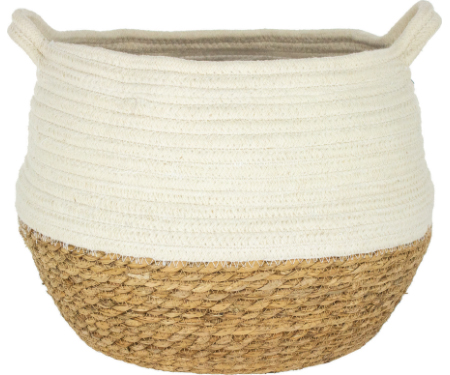 CABLE BASKET IN OATMEAL, 10"