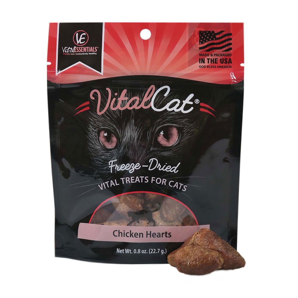 Vital Essentials® Freeze-Dried Chicken Hearts Cat Treat, .8 oz.