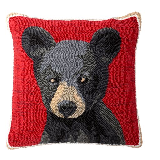 Indoor/Outdoor Hooked Pillow, Bear Cub