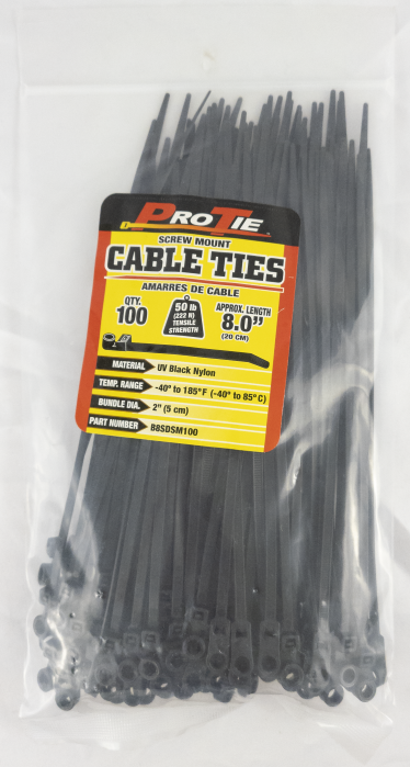 Zip Tie 8''scr Mtn Blk 100/pk