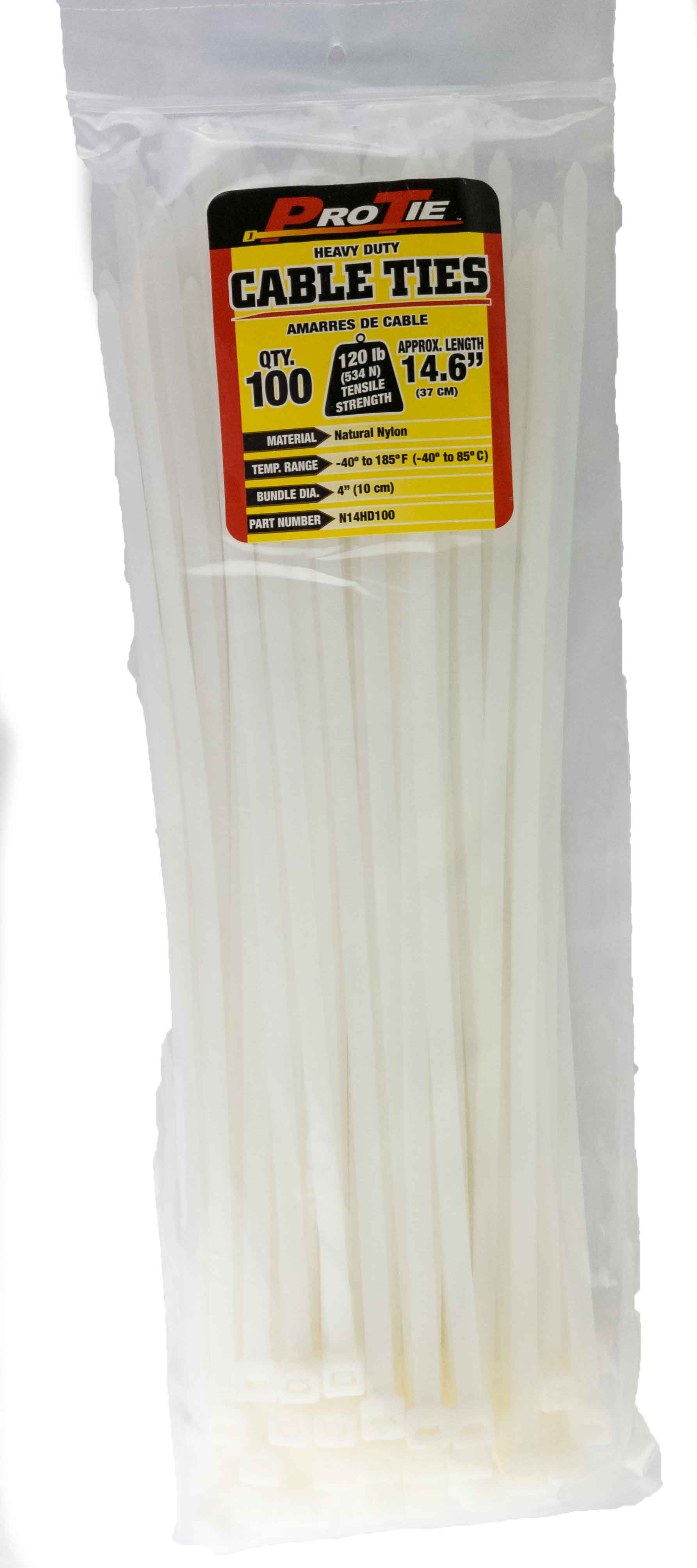 Cable Tie 100 pack 14" Natural 120#
