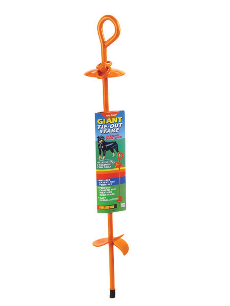 Four Paws Walk-About Dog Tie Out Stake, Orange