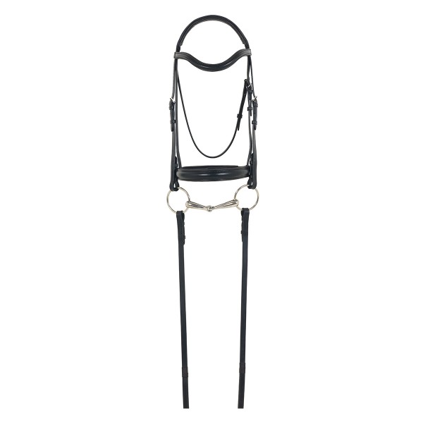 Camelot Gold RCS Snaffle Dressage Bridle with Crank Noseband and Reins