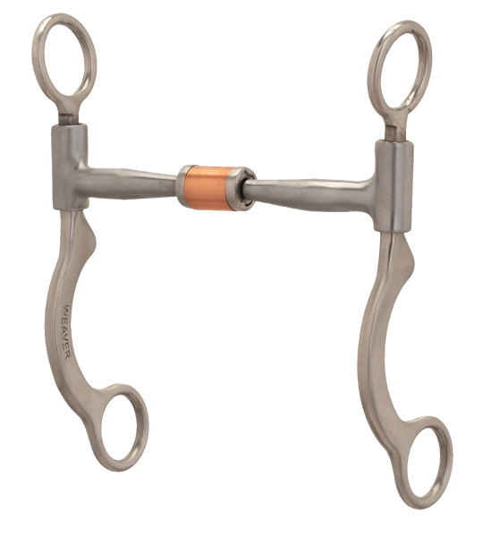 Weaver Pro Series Short 6-1/2" Cheek Horse Bit, Sweet Iron Copper Roller