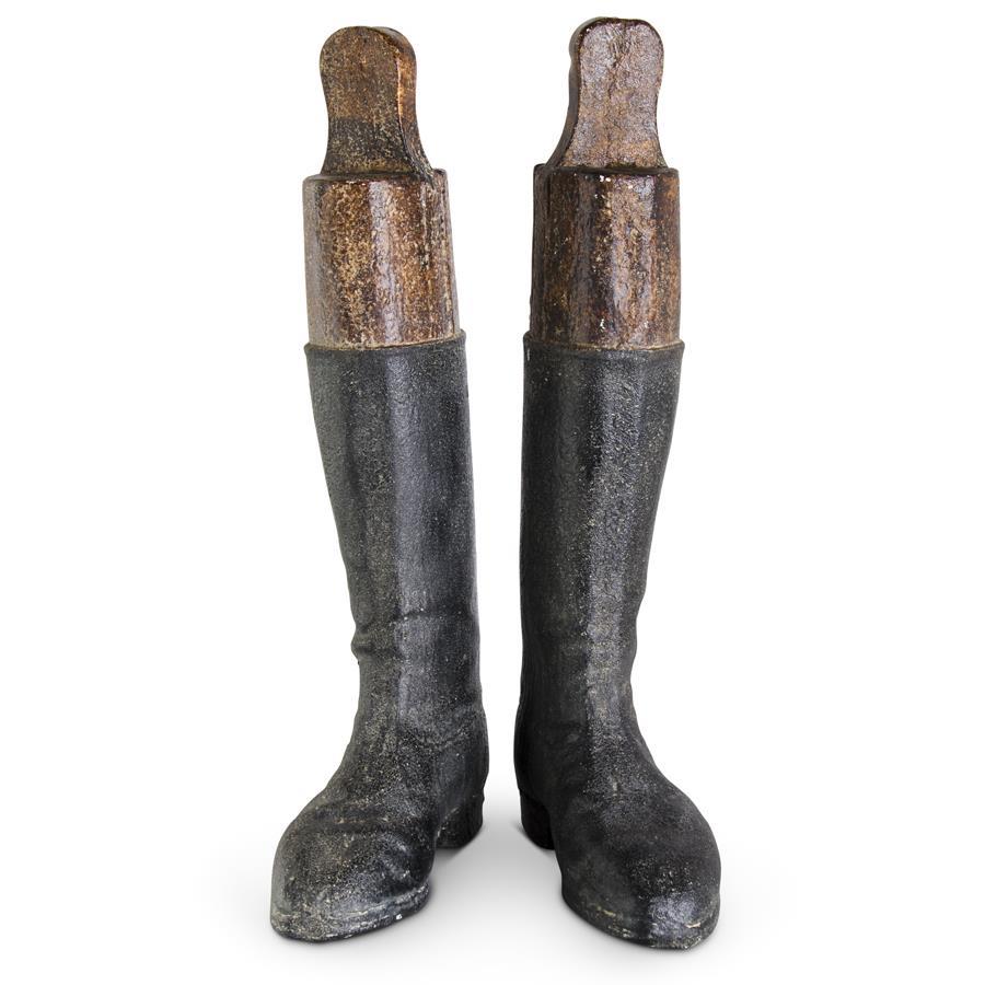 Distressed Resin Riding Boots