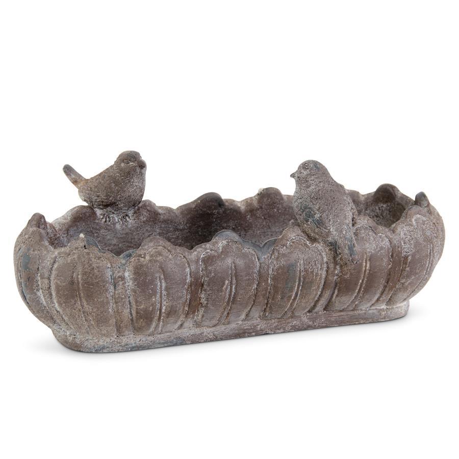 Distressed Stone Resin Oblong Birdfeeder
