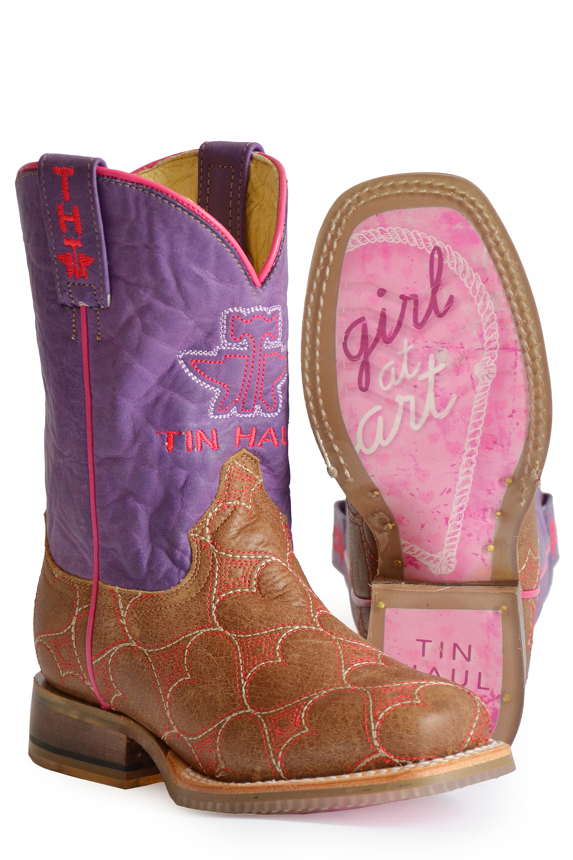 Tin Haul Girls Pink Heart Boot