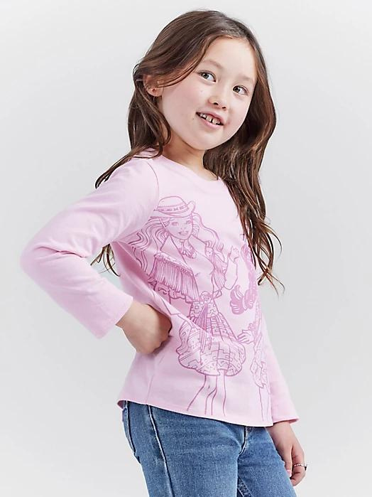 Wrangler Girl's Long Sleeve Pink Barbie T-Shirt