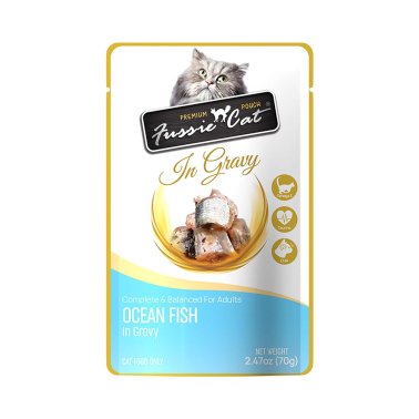 Fussie Cat Premium Ocean Fish in Gravy 2.47oz Pouch