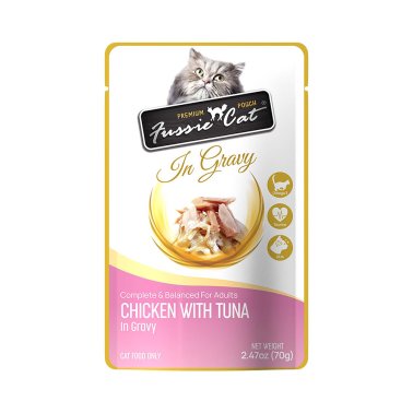 Fussie Cat Premium Chicken w/Tuna in Gravy 2.47oz Pouch