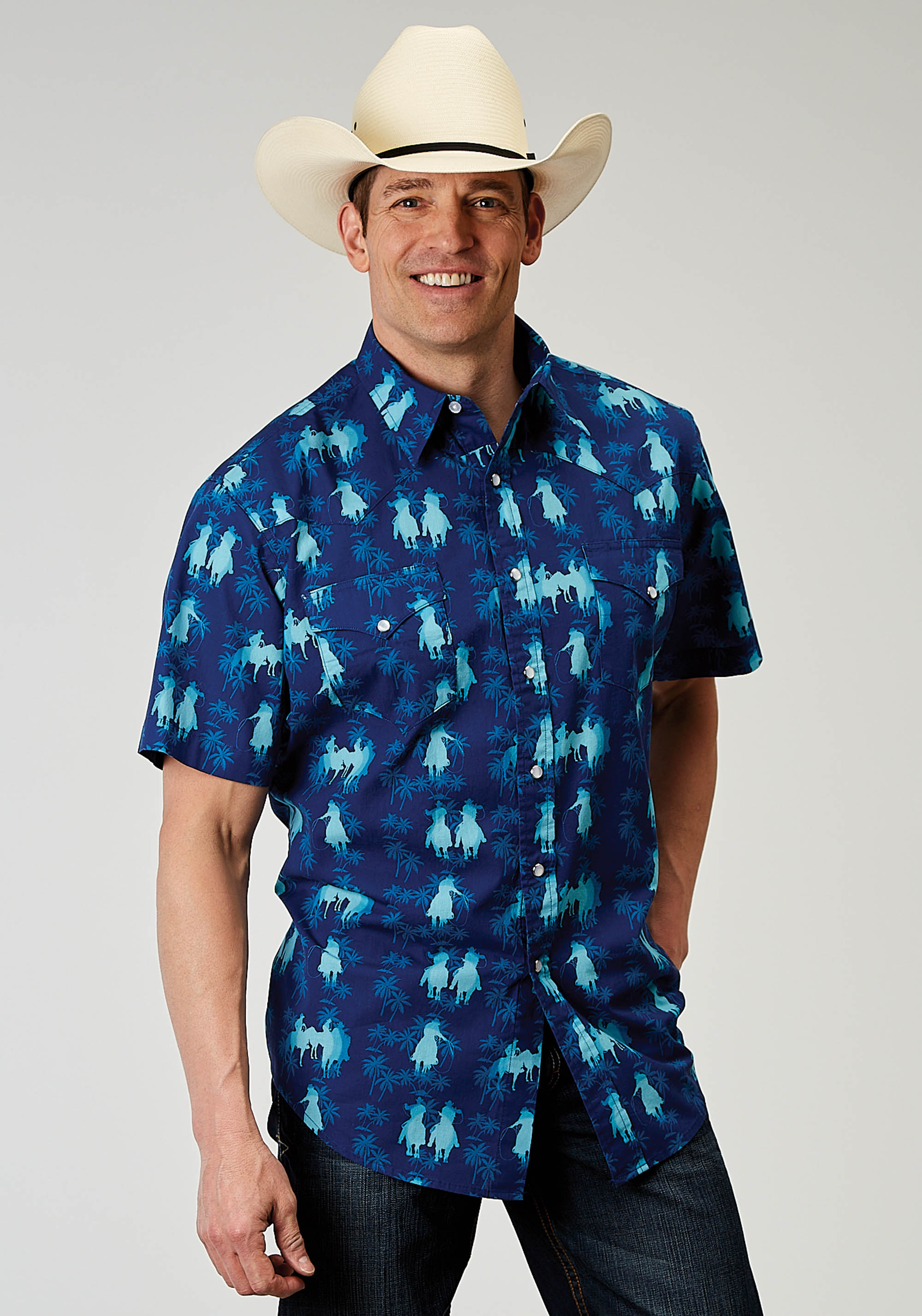 Roper Men's Hawaiian Ombre Short Sleeve Button Up Shirt