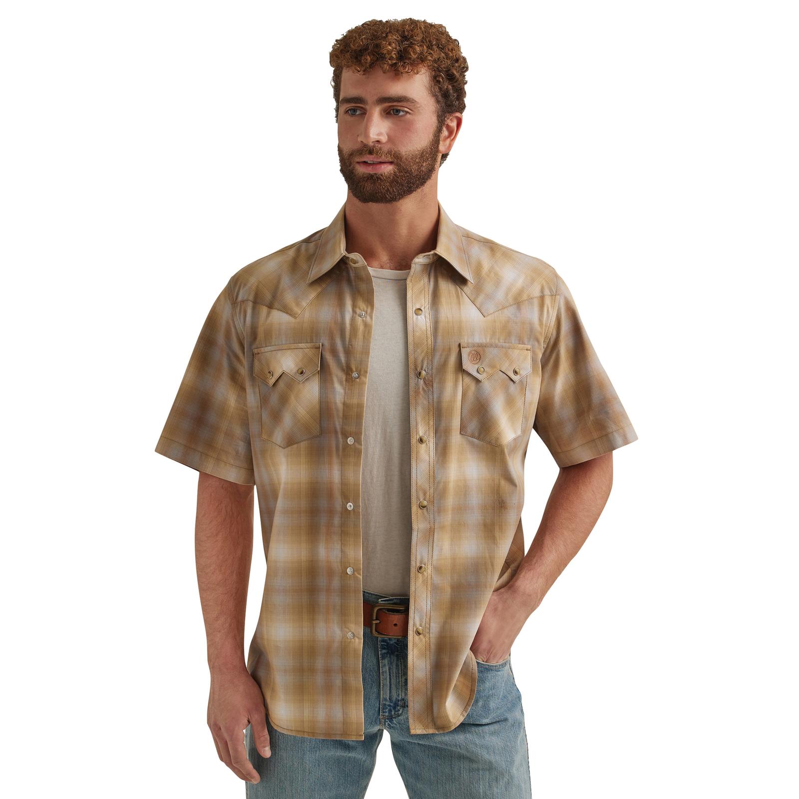 Wrangler Men's Retro Brown Short Sleeve Shirt