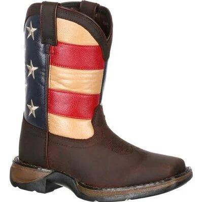 Lil' Rebel by Durango Big Kid Brown and Flag Western Boot