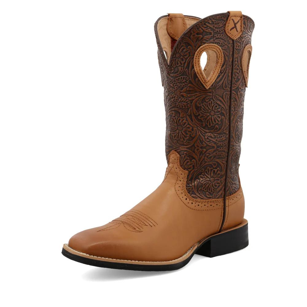 Twisted X Women's Ruff Stock Tan & Tooled Brown Western Boot