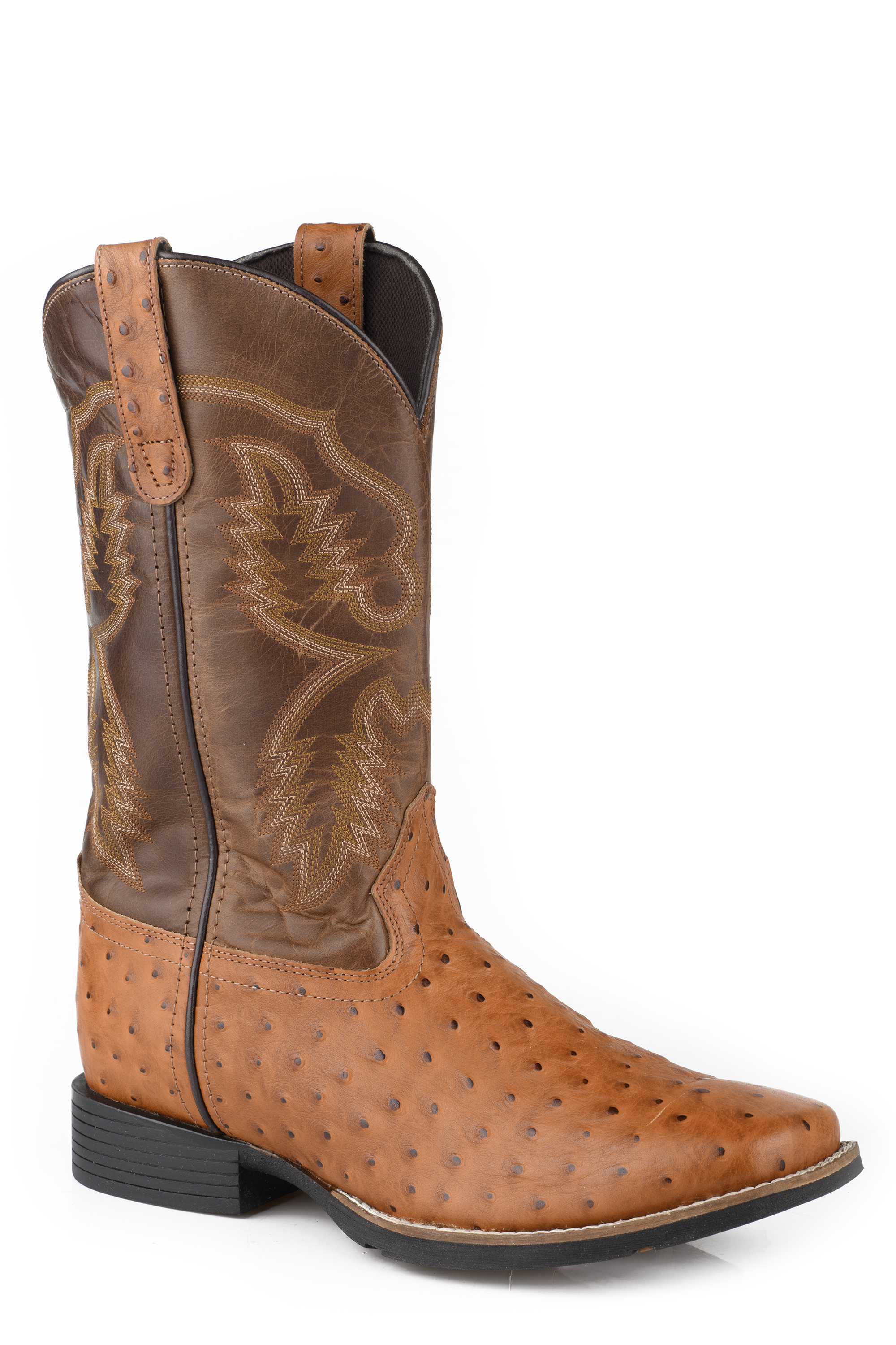 Roper Little Kids Garza Tan Ostrich Western Boot